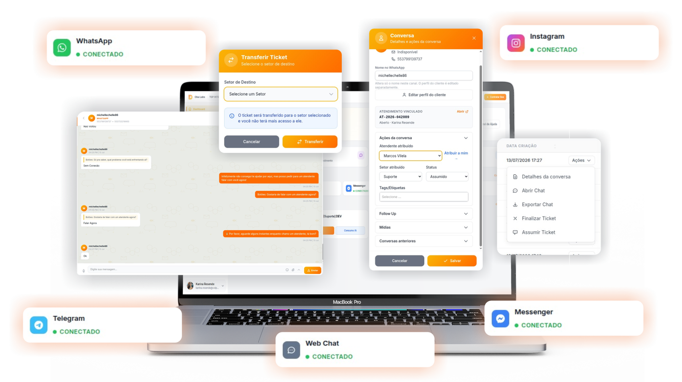 Oba Bot — plataforma omnichannel com chat, tickets, fluxos e atendimento integrado